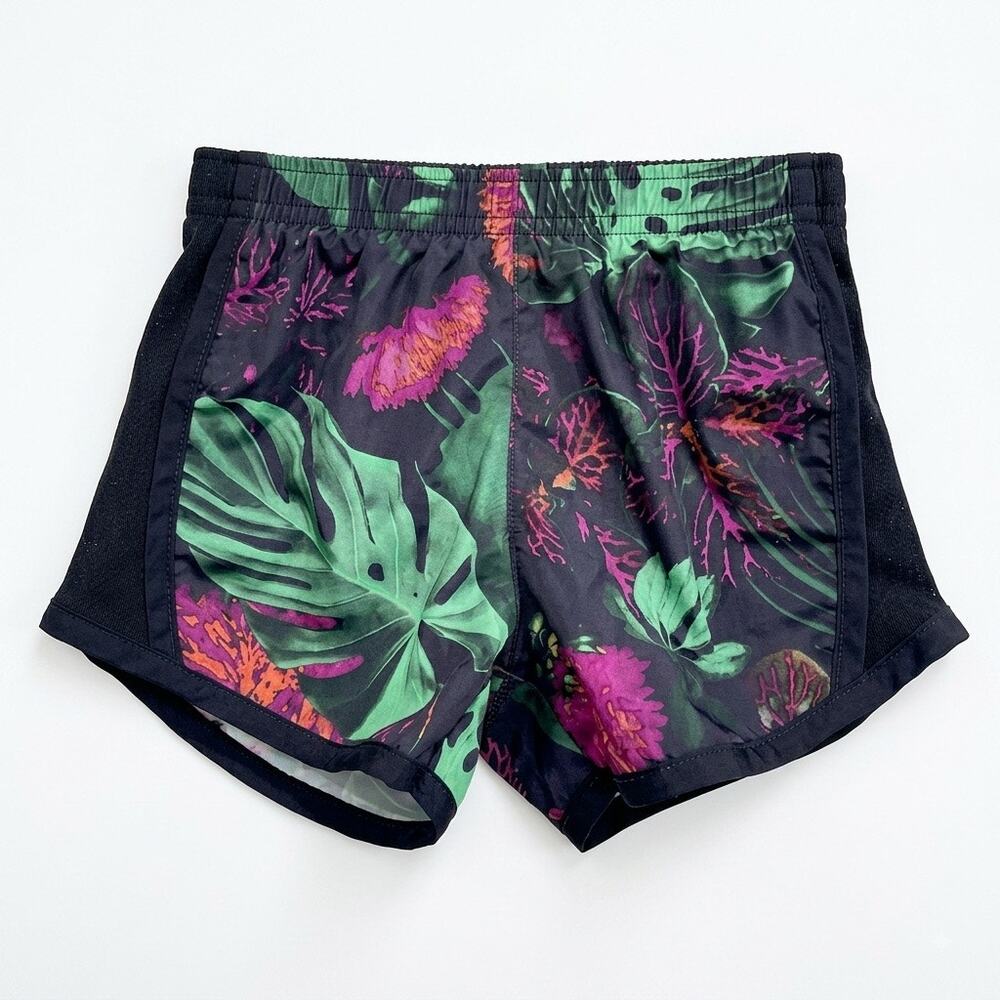 Nike Dri Fit Running Shorts with Liner Black Tropical Floral Toddler Girl 2T